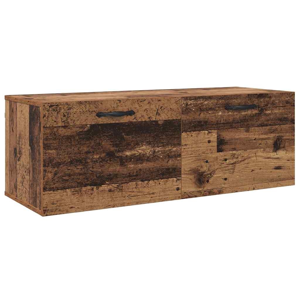 VidaXL Wandkast Wandgemonteerd Oudhout 100 x 36,5 x 35 cm Bewerkt hout