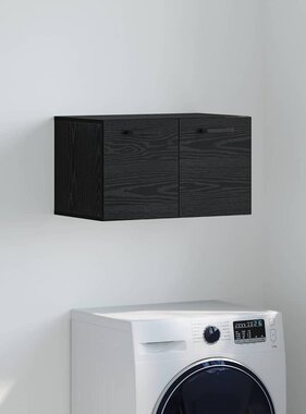 VidaXL Wandkast Zwart Eiken 60 x 36,5 x 35 cm Bewerkt hout