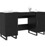 VidaXL Bureau met plank Zwart eiken 140 x 50 x 75 cm Bewerkt hout