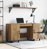 VidaXL Bureau artisanaal eikenkleurig 140 x 50 x 75 cm Bewerkt hout