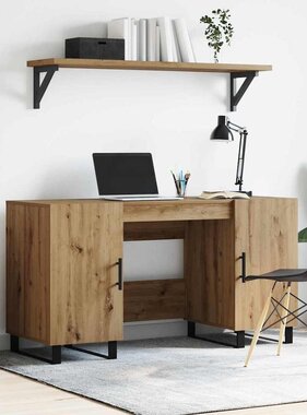 VidaXL Bureau artisanaal eikenkleurig 140 x 50 x 75 cm Bewerkt hout