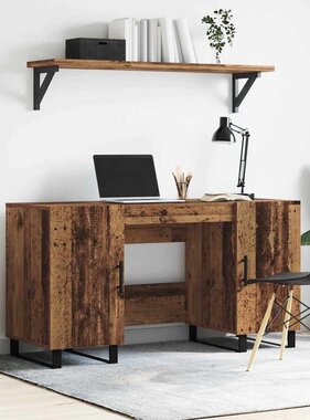 VidaXL Bureau met plank Oud hout 140 x 50 x 75 cm Bewerkt hout
