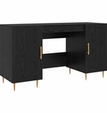 VidaXL Bureau met plank met opslag Zwart eiken Bewerkt hout