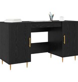 VidaXL Bureau met plank met opslag Zwart eiken Bewerkt hout