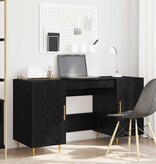 VidaXL Bureau met plank met opslag Zwart eiken Bewerkt hout