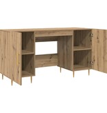 VidaXL Bureau met plank artisanaal eikenkleurig Bewerkt hout