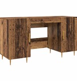 VidaXL Bureau met plank met opslag met de deur Oud hout Bewerkt hout