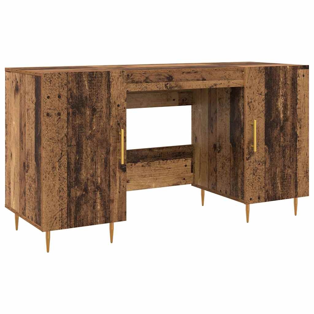 VidaXL Bureau met plank met opslag met de deur Oud hout Bewerkt hout