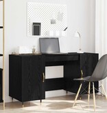 VidaXL Bureau met plank Zwart eiken 140 x 50 x 75 cm Bewerkt hout