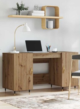VidaXL Bureau artisanaal eikenkleurig 140 x 50 x 75 cm Bewerkt hout