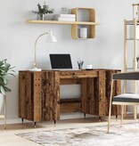 VidaXL Bureau met plank Oud hout 140 x 50 x 75 cm Bewerkt hout