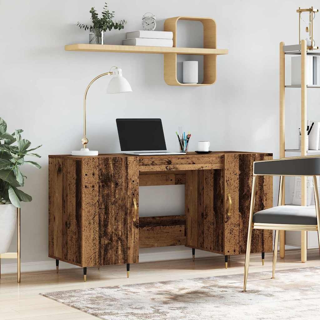 VidaXL Bureau met plank Oud hout 140 x 50 x 75 cm Bewerkt hout
