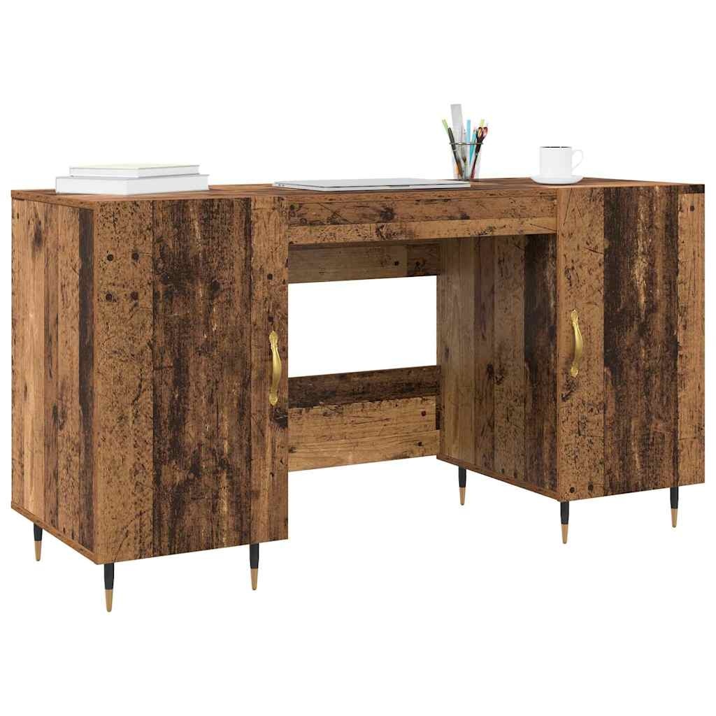 VidaXL Bureau met plank Oud hout 140 x 50 x 75 cm Bewerkt hout
