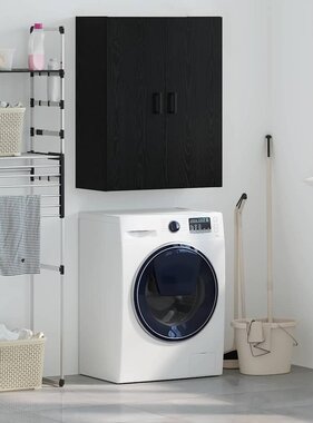 VidaXL Wandkast Zwart Eiken 69,5 x 34 x 90 cm Bewerkt hout