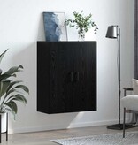 VidaXL Wandkast Zwart Eiken 69,5 x 34 x 90 cm Bewerkt hout