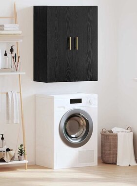 VidaXL Wandkast Zwart Eiken 69,5 x 34 x 90 cm Bewerkt hout