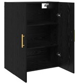 VidaXL Wandkast Zwart Eiken 69,5 x 34 x 90 cm Bewerkt hout