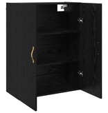 VidaXL Wandkast Zwart Eiken 69,5 x 34 x 90 cm Bewerkt hout