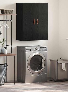 VidaXL Wandkast Zwart Eiken 69,5 x 34 x 90 cm Bewerkt hout