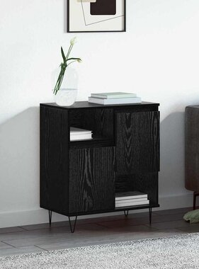 VidaXL Dressoir Zwart eiken 60 x 35 x 70 cm Bewerkt hout