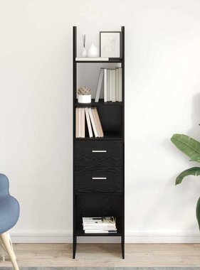 VidaXL Boekenkast Zwart eiken 40 x 35 x 180 cm Bewerkt hout