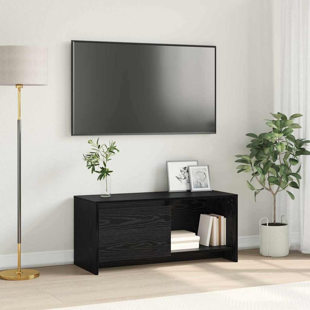 VidaXL Tv-meubelset Zwart Eiken 90 x 35 x 40 cm Bewerkt hout