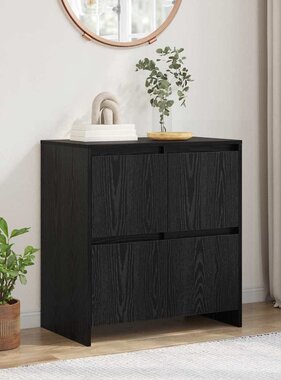 VidaXL Dressoir Zwart Eiken 70 x 41 x 75 cm Bewerkt hout