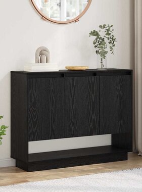 VidaXL Dressoir Zwart Eiken 97 x 29 x 75 cm Bewerkt hout