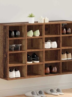 VidaXL Schoenenkast met plank Oudhout 103 x 30 x 67 cm Bewerkt hout