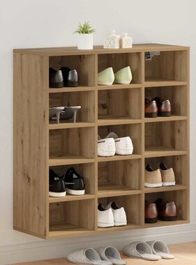 VidaXL Schoenenkast Artisan Eiken 77,5 x 30 x 83,5 cm Bewerkt hout