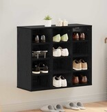 VidaXL Schoenenkast Zwart Eiken 77,5 x 30 x 67 cm Bewerkt hout
