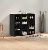 VidaXL Schoenenkast Zwart Eiken 77,5 x 30 x 67 cm Bewerkt hout