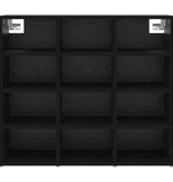 VidaXL Schoenenkast Zwart Eiken 77,5 x 30 x 67 cm Bewerkt hout