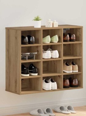VidaXL Schoenenkast Artisan Eiken 77,5 x 30 x 67 cm Bewerkt hout
