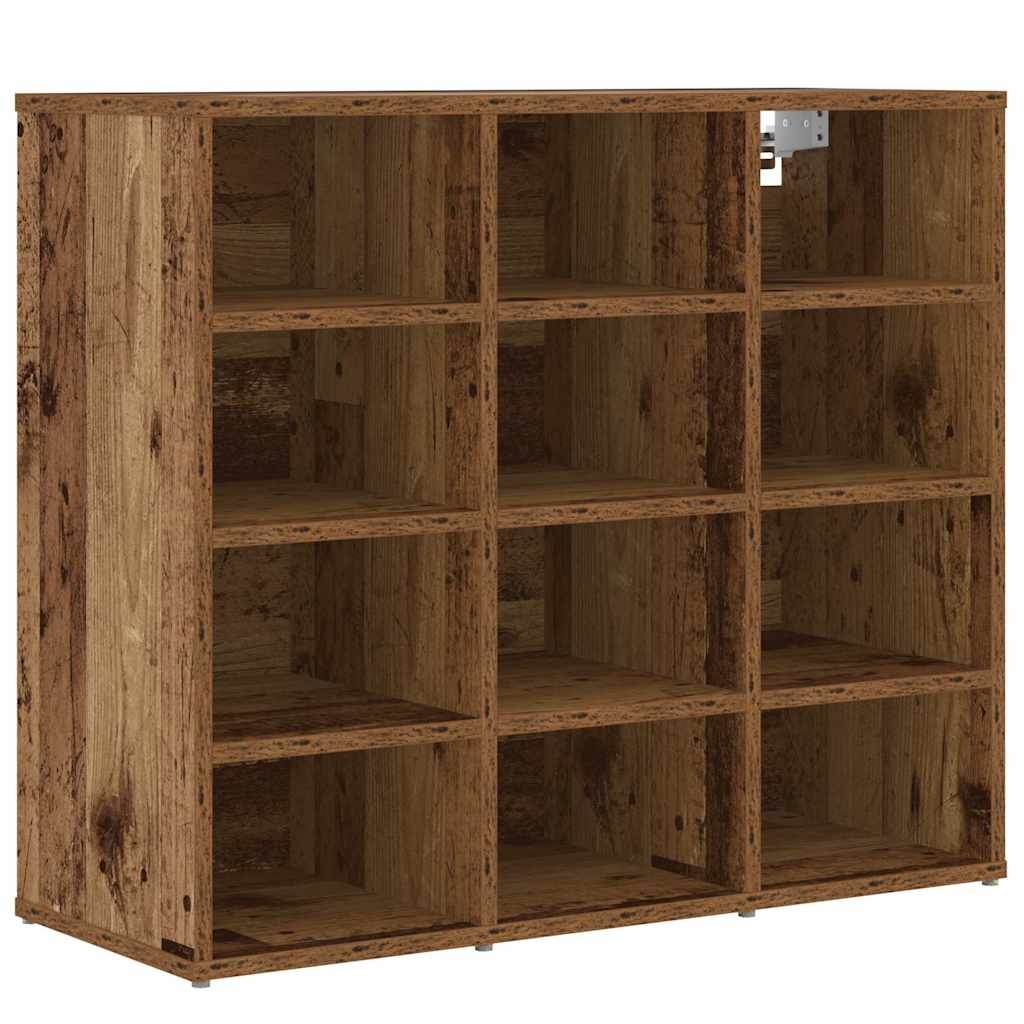 VidaXL Schoenenkast met plank Oudhout 77,5 x 30 x 67 cm Bewerkt hout