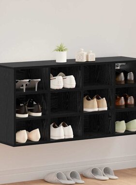 VidaXL Schoenenkast Zwart Eiken 103 x 30 x 51 cm Bewerkt hout