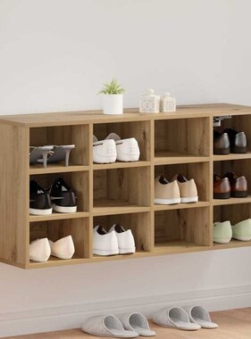 VidaXL Schoenenkast Artisan Eiken 103 x 30 x 51 cm Bewerkt hout
