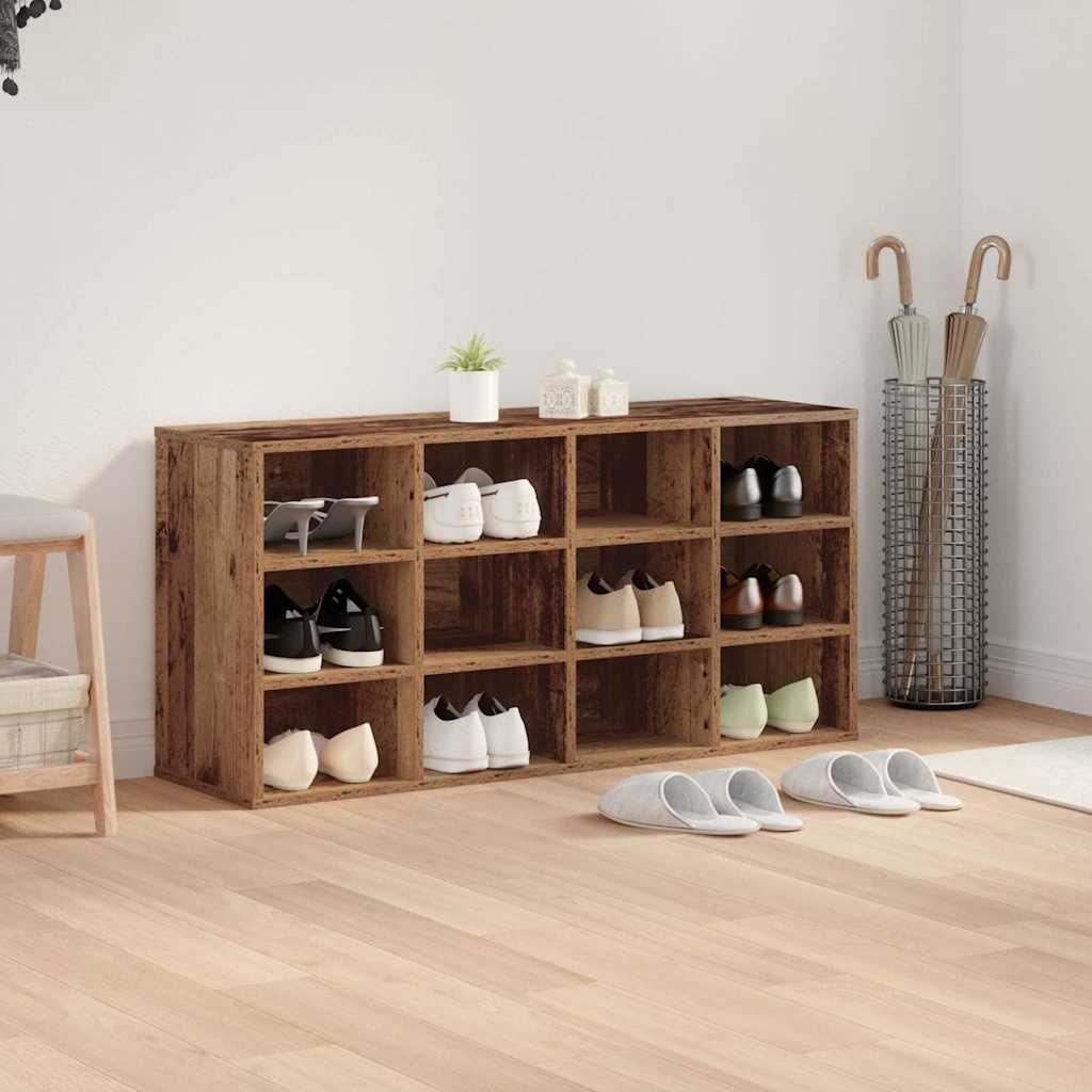 VidaXL Schoenenkast met plank Oudhout 103 x 30 x 51 cm Bewerkt hout