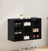 VidaXL Schoenenkast Zwart Eiken 77,5 x 30 x 51 cm Bewerkt hout