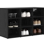 VidaXL Schoenenkast Zwart Eiken 77,5 x 30 x 51 cm Bewerkt hout