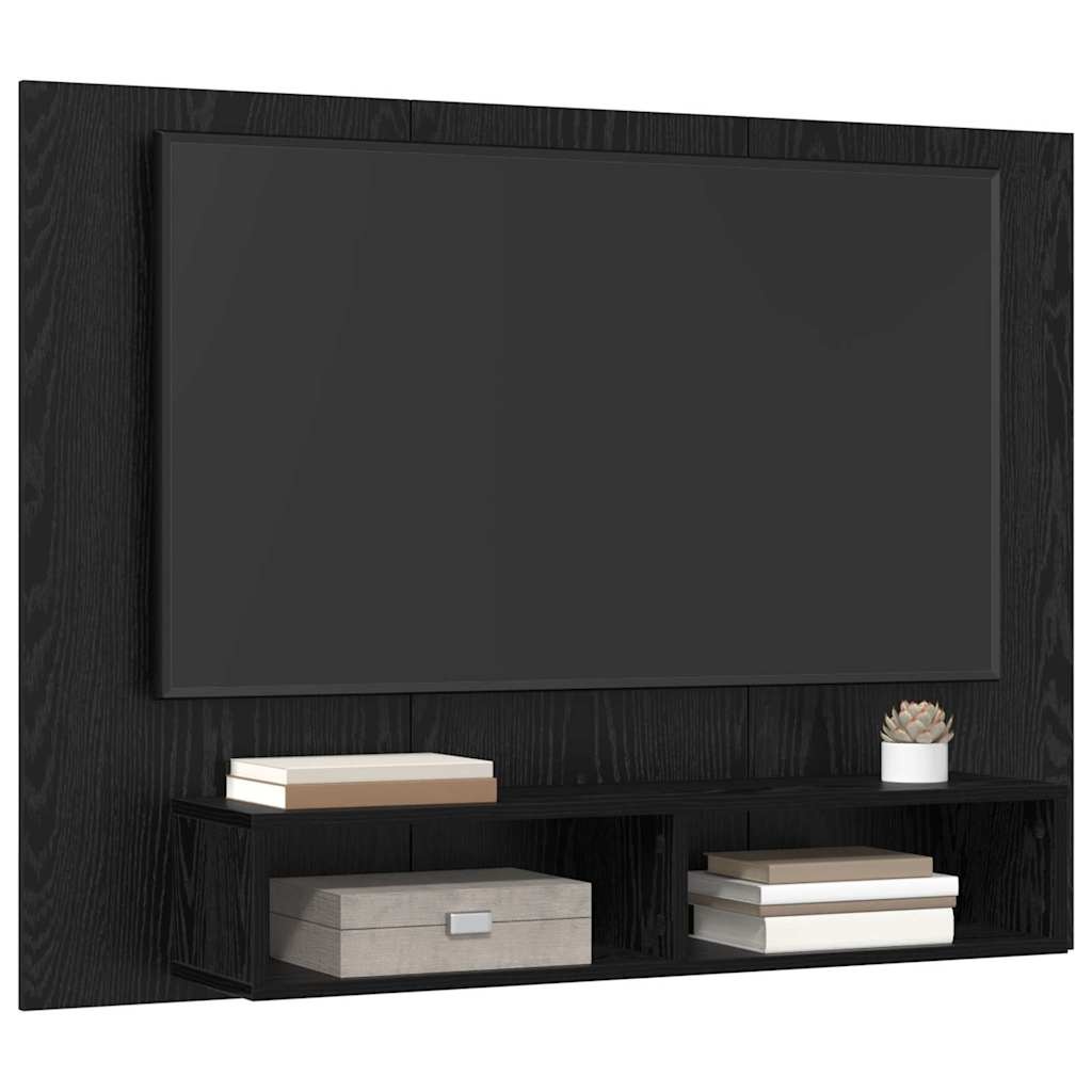 VidaXL Tv-meubelset Zwart Eiken 120 x 23,5 x 90 cm Bewerkt hout
