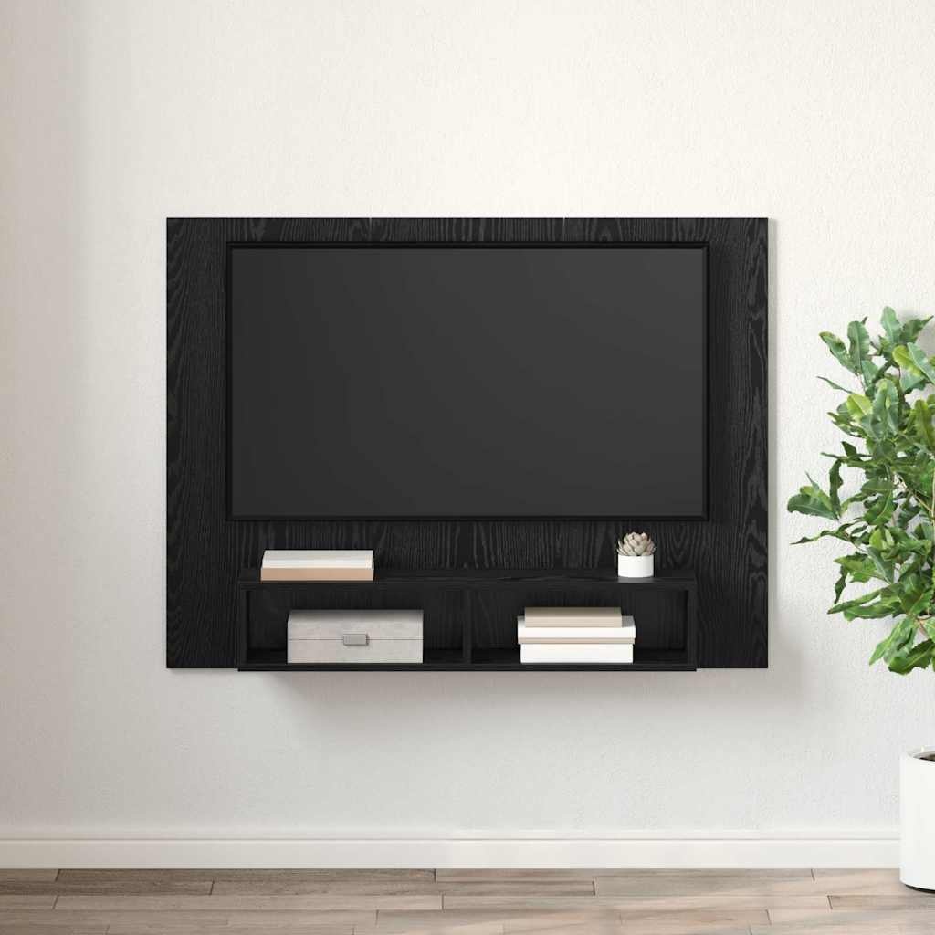 VidaXL Tv-meubelset Zwart Eiken 120 x 23,5 x 90 cm Bewerkt hout