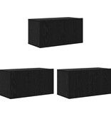 VidaXL Tv-meubelset 3 pcs Zwart 60 x 30 x 30 cm Bewerkt hout