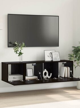 VidaXL Tv-meubelset 2 pcs Zwart 60 x 30 x 30 cm Bewerkt hout