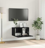 VidaXL Tv-meubelset Wandgemonteerd Zwart 60 x 30 x 30 cm Bewerkt hout