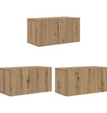 VidaXL Tv-meubelset 3 pcs Bruin 60 x 30 x 30 cm Bewerkt hout