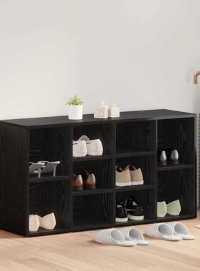 VidaXL Schoenenbank Zwart Eiken 103 x 30 x 54,5 cm Bewerkt hout