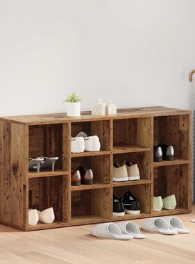 VidaXL Schoenenbank met plank Oudhout 103 x 30 x 54,5 cm Bewerkt hout