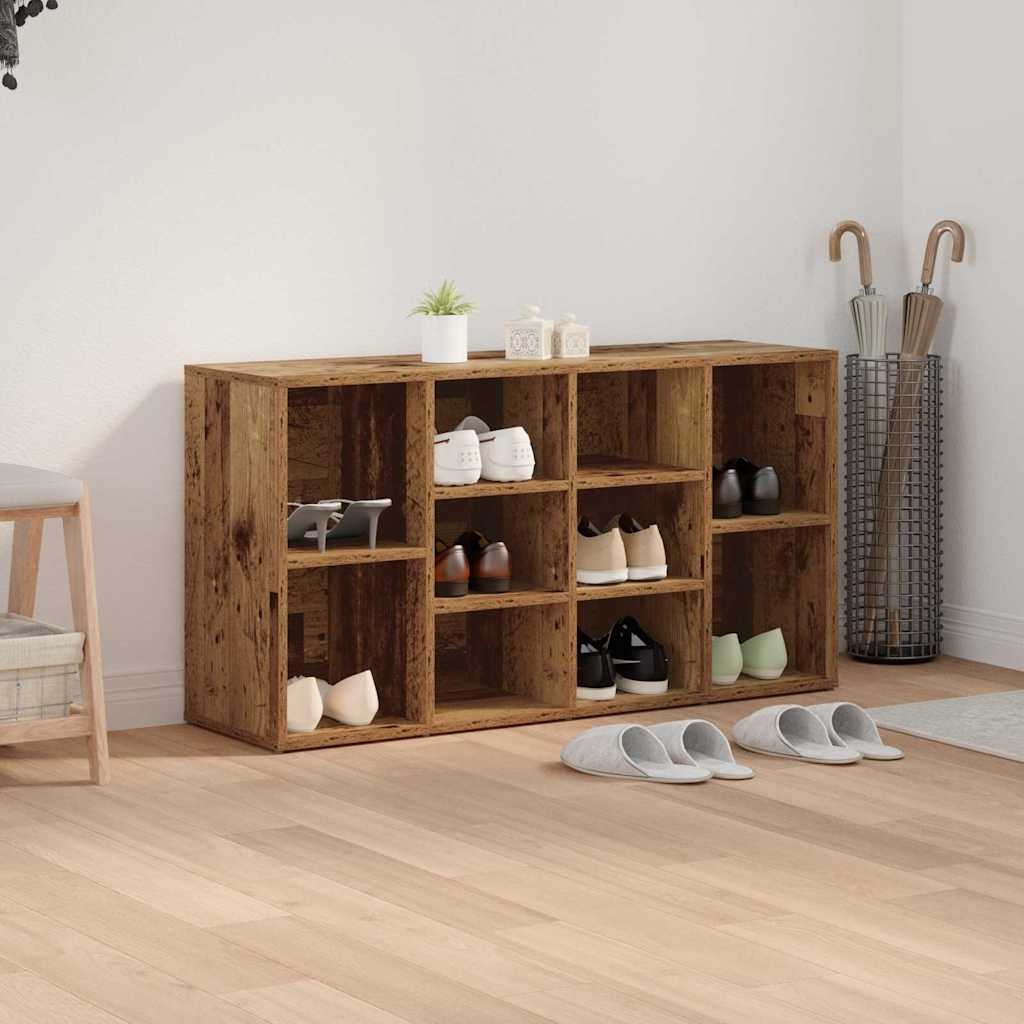 VidaXL Schoenenbank met plank Oudhout 103 x 30 x 54,5 cm Bewerkt hout