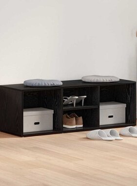 VidaXL Schoenenbank Zwart Eiken 102 x 35 x 35 cm Bewerkt hout